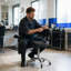 Swivel Upholstered Bar Stool with Steel Frame