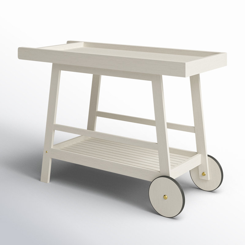 Chariot-bar en bois massif Terrace, Blanc
