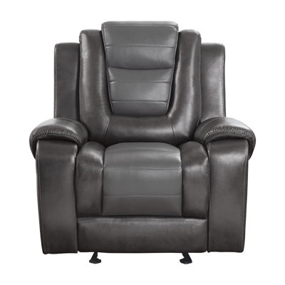Modern Luxury Chair Glider Reclining 1Pc Formal Living Room Furniture Premium Faux Leather Upholstery Comfortable Two-Tone Finish