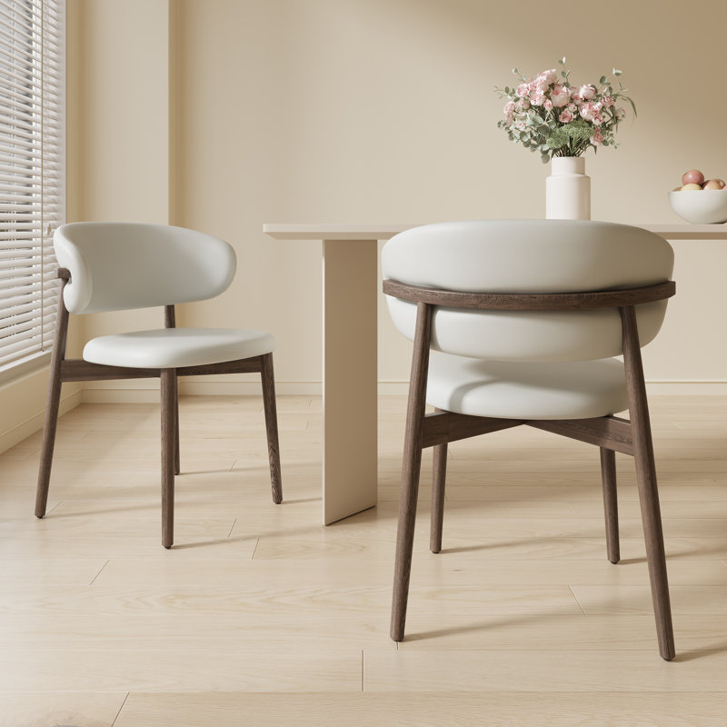 Eonyvian 19" Upholstered Dining Chair Side Chair Curved Back, White