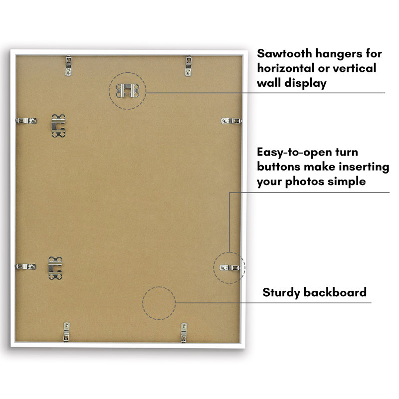 Americanflat Picture Frame - Thin Border Poster Frame with Plexiglass for Wall Display, 16" x 20", White