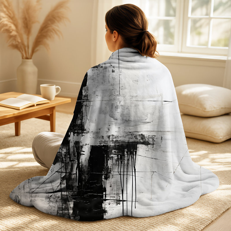 Jeté en croix noir et blanc Minimalisme, Blanket only (1 piece)