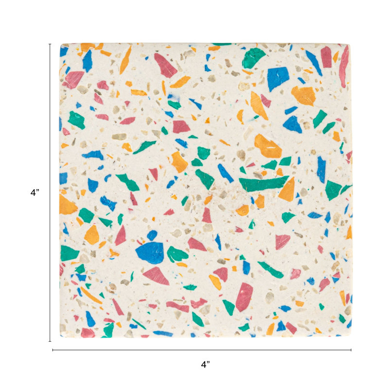 4-Piece Square Resin And Terrazzo Coasters