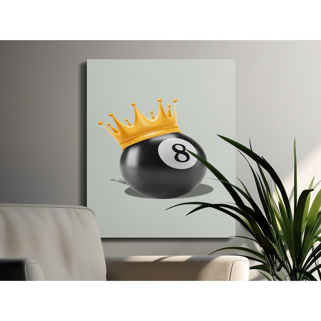 8 Ball King Canvas Wall Art, Crowned Billiard Ball Print, Gallery Wrapped Canvas, Modern Decor, Ready to Hang, Statement Piece