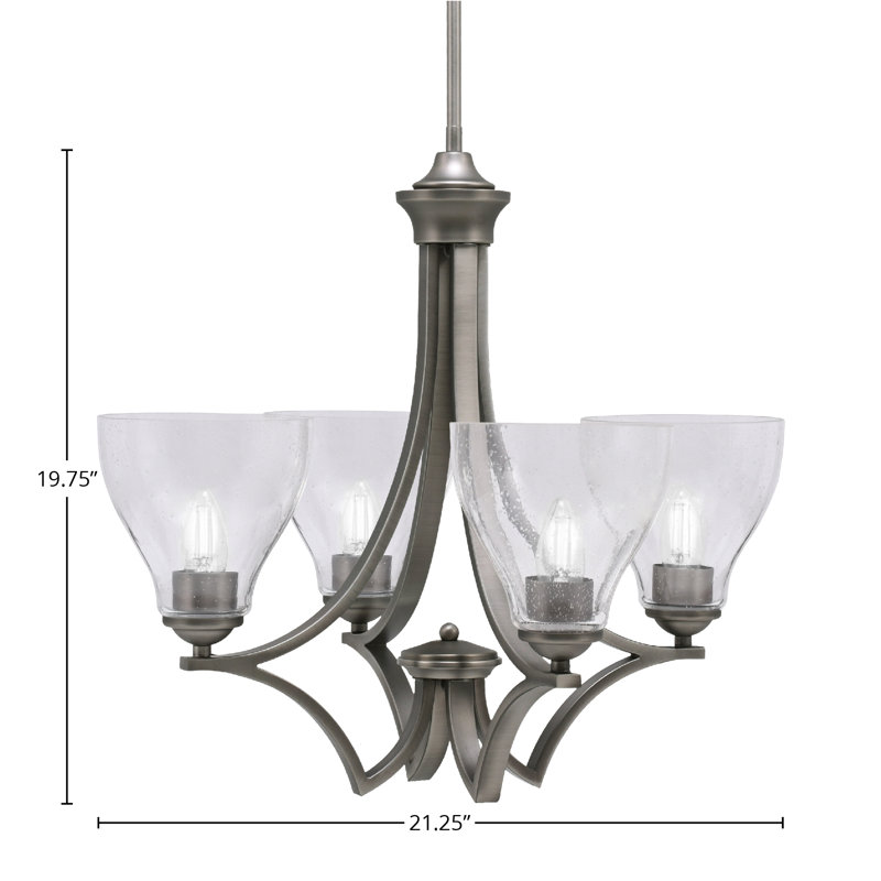 Lustre suspendu 4 lumières Zilo avec verre transparent de 6,25 po Zilo, Graphite