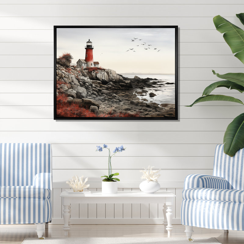 Coastal Seaside Harmony II - Beach & Ocean Canvas Prints, H 24 po x l 32 po x P 1 po, Cadre flottant noir