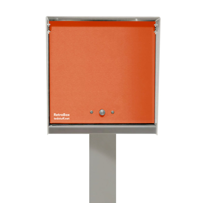 RetroBox Mailbox, White/Orange