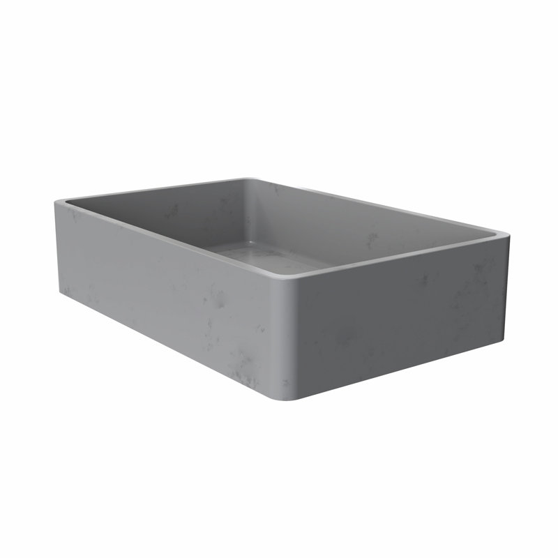 19.68'' Concrete Vessel Rectangular Modern Gray Bathroom Sink, Gray