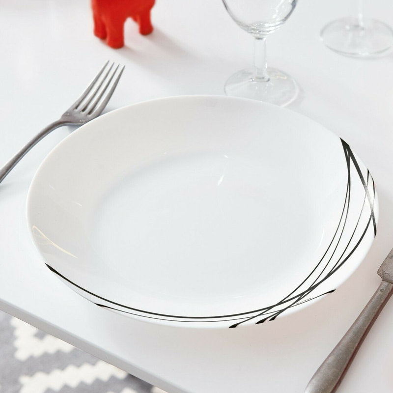 Domitille 25cm Dinner Plate, White/Black