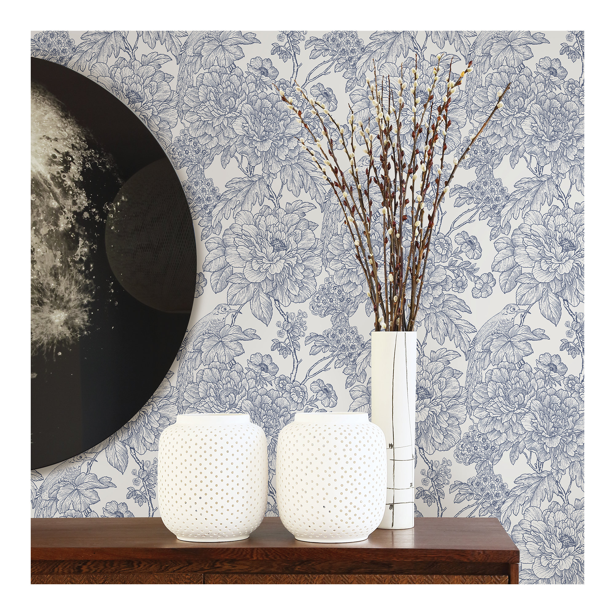 Viola Floral Wallpaper, Blue