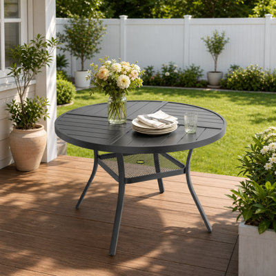 Table de salle à manger ronde en métal 40,6 "avec trou pour parasol