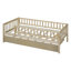 Lit de jour simple en bois avec couchette et garde-corps, naturel-124438793
