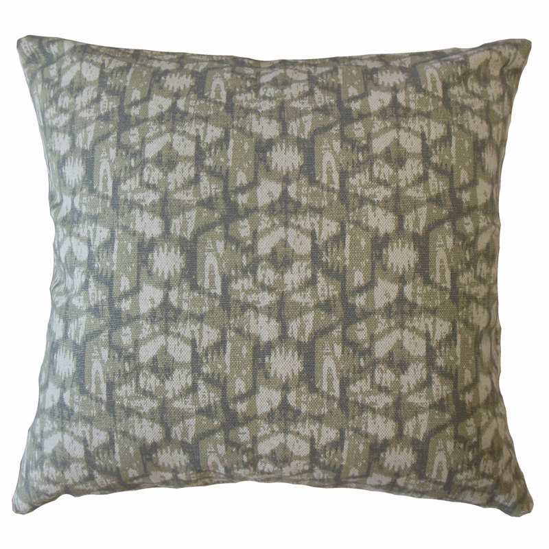 Oreiller en coton Whistler Ikat, 18 po x 18 po, Aluminium