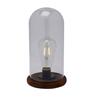 LED Light Up Glass Dome with Bulb Large
