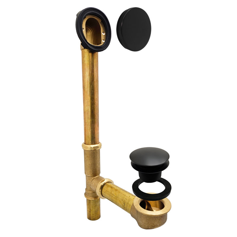Ensemble de drain de baignoire 14 "en laiton calibre 14 avec un débordement sans trou, Noir mat