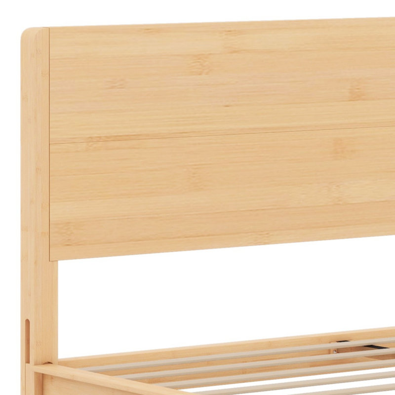Modern Platform Bed With Slat Support, Natural, Queen
