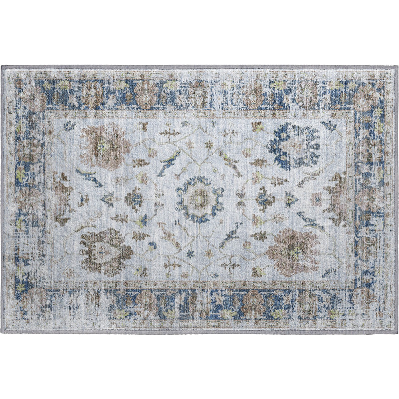 Premium Machine Washable Pirtle Border Rug, Rectangle 1'8" x 2'6"