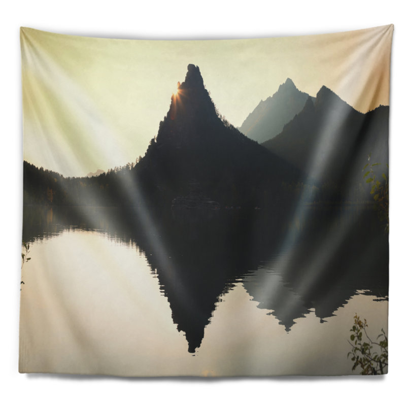 Tapisserie de parc national de burabay de polyester au coucher de soleil avec accessoires suspendus inclus, H 50 po x l 60 po
