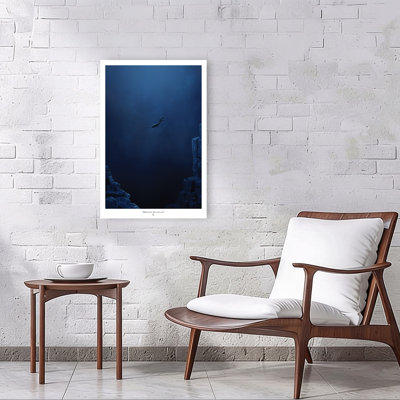 «Deep Blue Diver Serene Tranquil Abstract Ocean Landscape», reproduction d'art murale