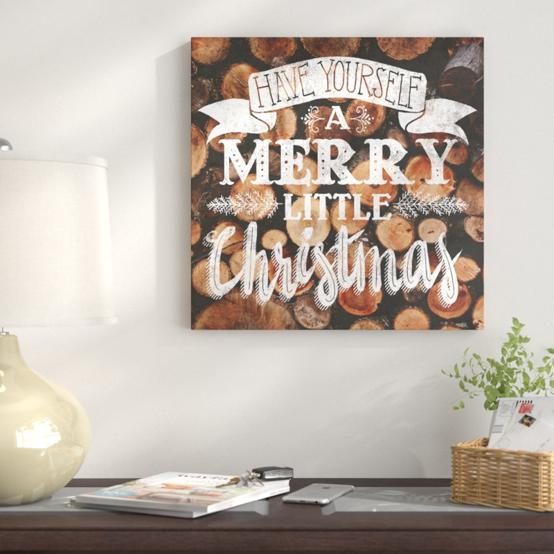« merry little christmas », art textuel sur toile tendue, H 26 po x l 26 po x P 1,5 po, Toile tendue, Pas de tapis