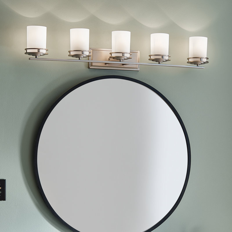 Éclairage pour salle de bain à intensité variable 5 lumières Hendrik, Nickel brossé