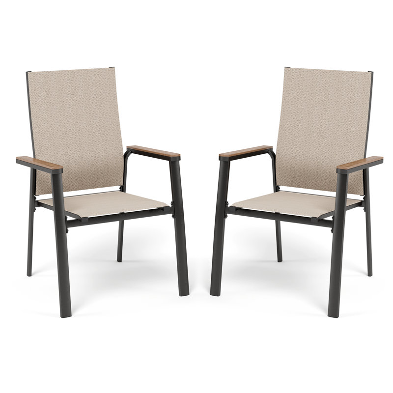 Stackable Outdoor Patio Dining Armchair, Beige