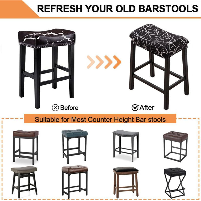 Bar Stool Cover Rectangle Set Of 4 Printed Stretch Counter Height Bar Stools Slipcovers Saddle Stool Slipcover Bench Seat Protector Backless Bar Stools Covers For Kitchen Counter