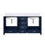 Meuble-lavabo double 72 po x 22 po bleu marine avec marbre et brique en bois massif, l 72 po x P 22 po, marbre-280810698