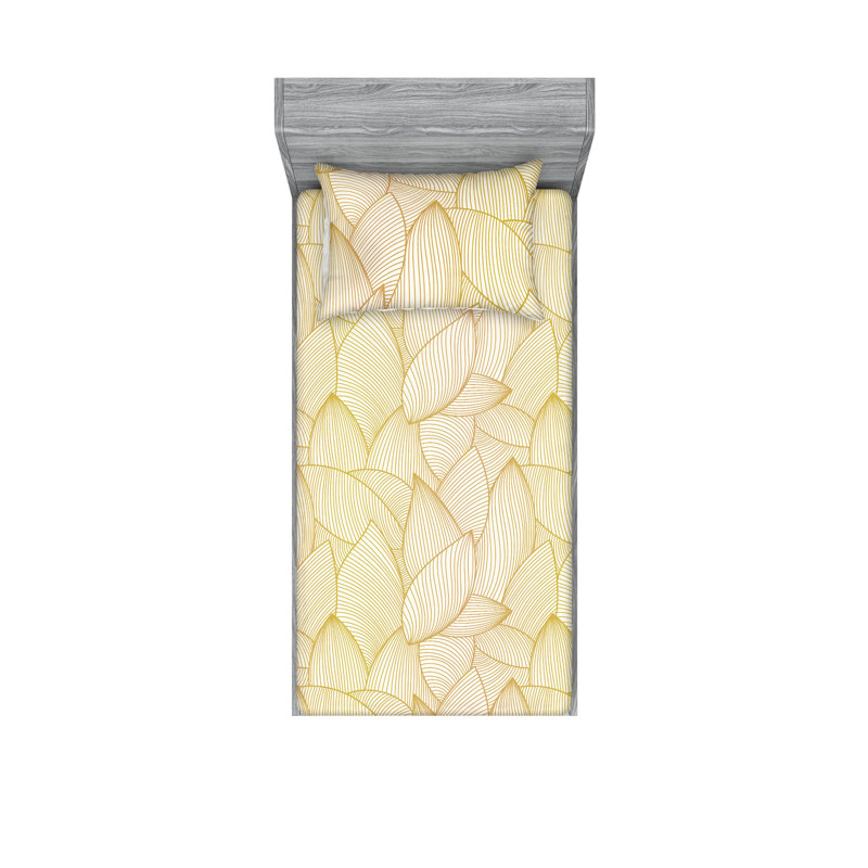 Drap-housse et taie décorative Ambesonne Wild Lines, Ensemble de draps pour lit simple avec 1 taie d'or