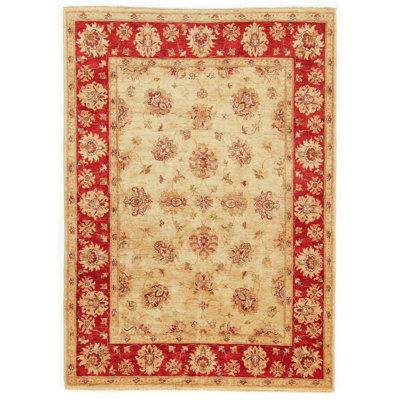 Rectangle 155 cm x 212 cm Floral Wool Hand Woven Area Rug
