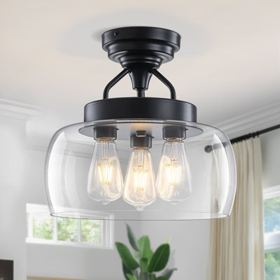 Plafonnier encastré 3 lumières moderne en verre transparent