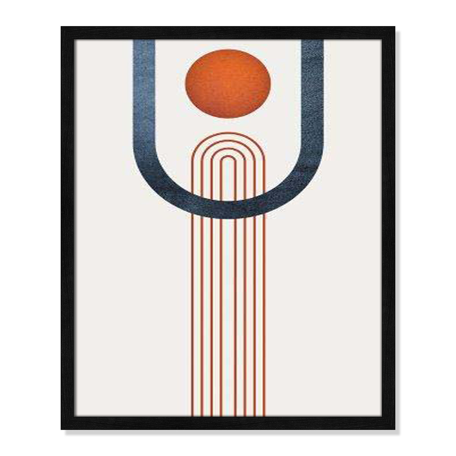 Minimalist Mid Century Orange Navy III By Urban Epiphany - Framed Art Full Bleed, Black, 25.5" H x 21.5" W x 0.75" D