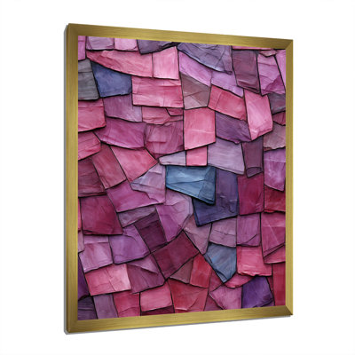 Mauve rétro, patchwork texturé - peinture abstraite, art mural, salon