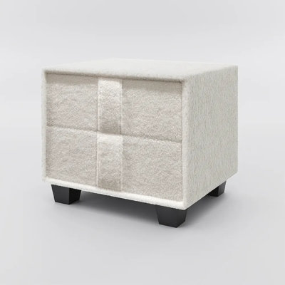 16.93-Inch Beige Nightstand With 2 Drawers