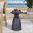 Stylish Outdoor Metal End Table With Pedestal Base, Perfect For Modern Patios And Balconies-1670931012
