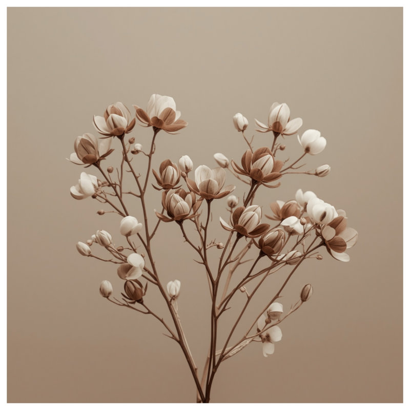 Toile tendue beige avec fleurs de magnolia en plusieurs tailles, 20 po x 30 po