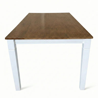 Phung Modern 59 Inch Rectangular Dining Table, Dirty Oak/White Finish Solid Rubberwood