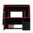 Full size Multifunctional Bunk Bed with LED light,Desk and Bookshelves, Drawers, Red+Black