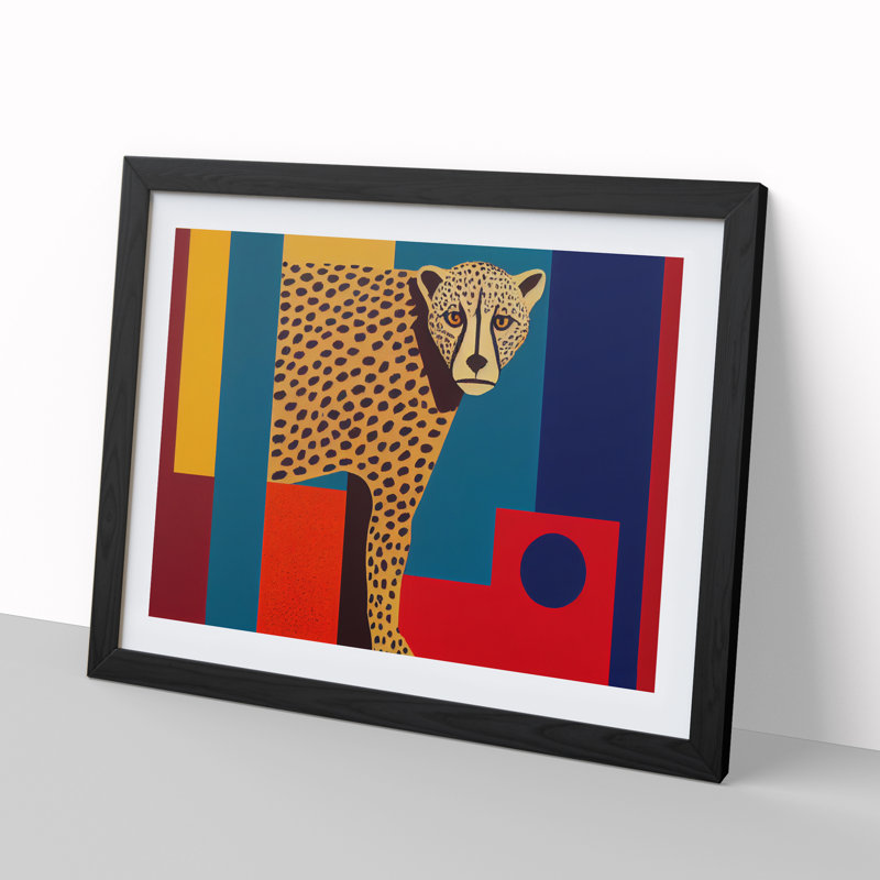Abstract Cheetah - Single Picture Frame Print, Black, 46cm H x 64cm W x 2cm D