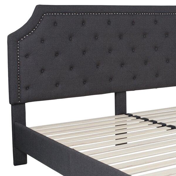 Lark Manor Aluino Arched Button Tufted Upholstered Platform Bed Frame ...