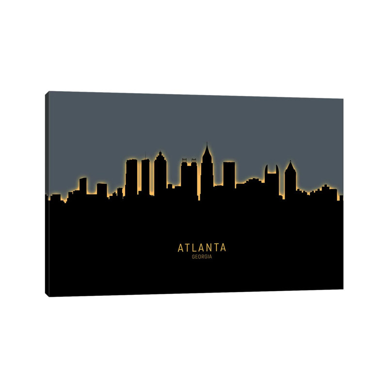 Atlanta Georgia Skyline Glow Orange by Michael Tompsett - 1 Piece Wall Art on Canvas, 20.32cm H x 30.48cm W x 1.91cm D