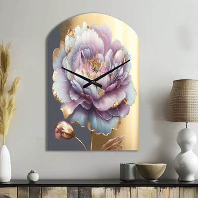 Horloge murale en forme de fleur mauve simple - fleurs, forme d'horloge murale rose