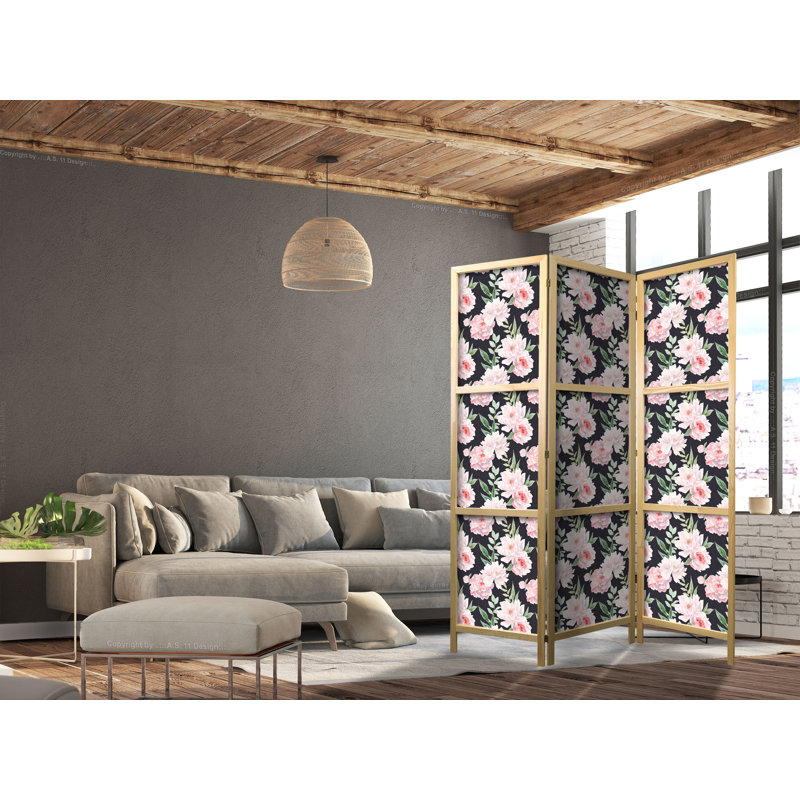 171cm H Solid Wood Folding Room Divider, 171cm H x 135cm W x 1.2cm D, 3