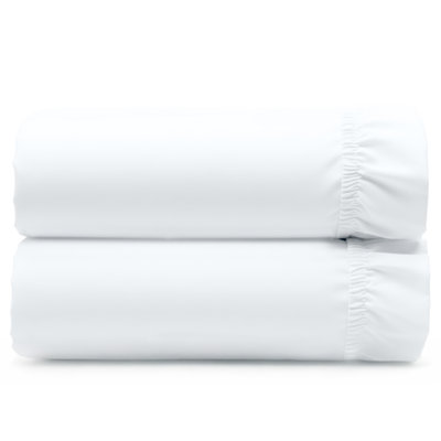 California Design Den Pack Of 2 100% Cotton Fitted Sheets Only - Durable Sateen, Deep Pockets With All-around Elastic In White