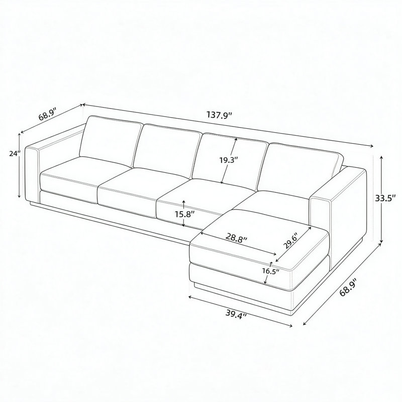 Canapé 4 places en lin vert avec pouf, ensemble de canapés rembourrés extra larges