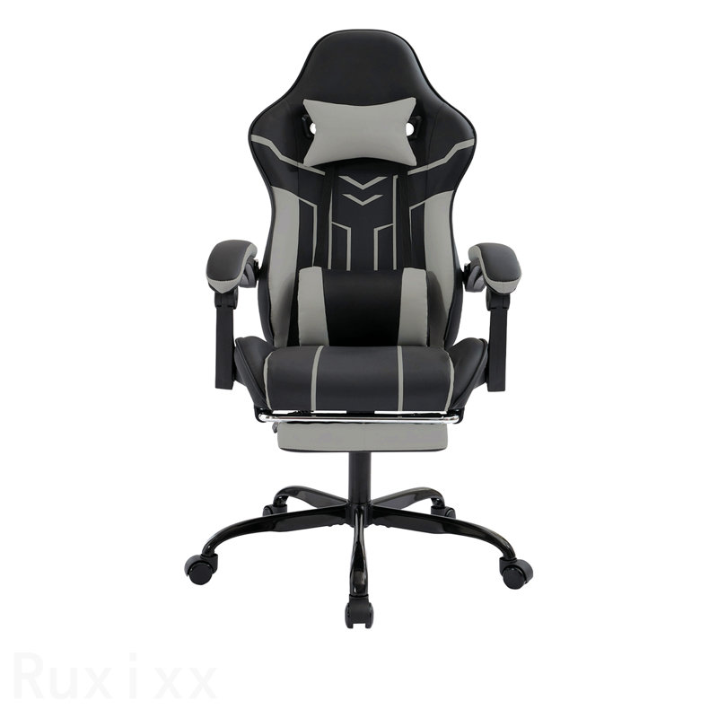 Black Gray Gaming Chair, Computer Chair Ergonomic Chair, With Footrest Office Chair, Ergonomic Computer Chair With Lumbar Backrest