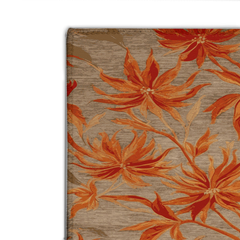 Botanical Beige Indoor and Outdoor Area Rug, Rectangle 2' x 3'