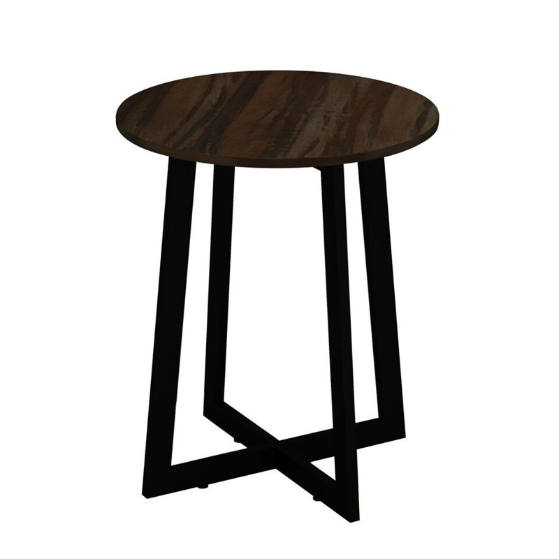 Ajana Solid Wood Cross Legs End Table, Dark Walnut