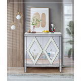 Unique Design Storage Accent Cabinet with Mirror Trim