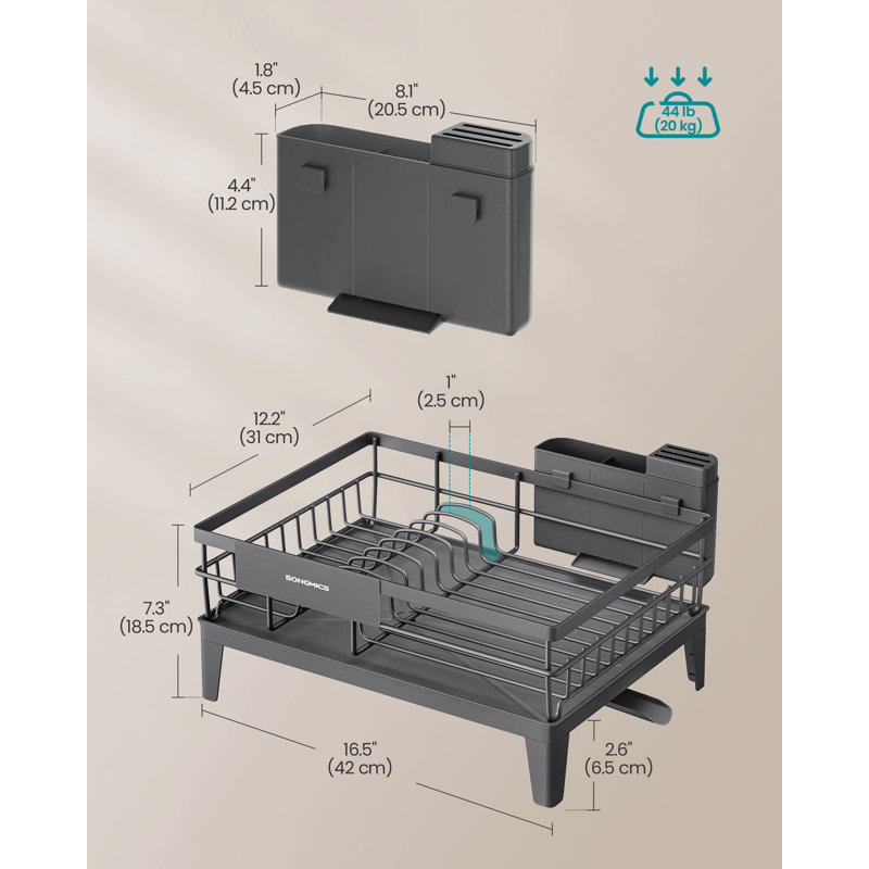 Dish Drainer Rack with Rotatable Spout